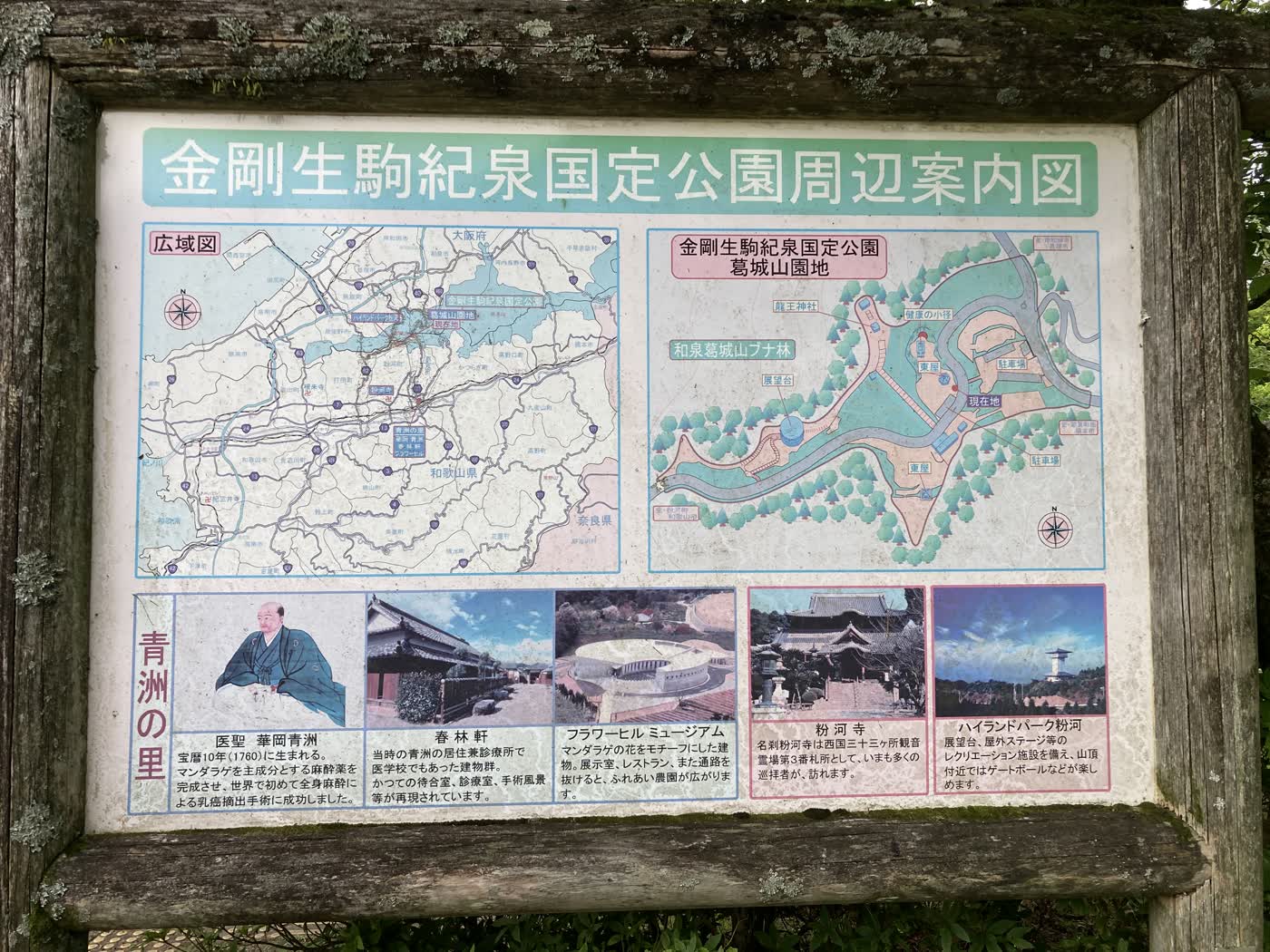 金剛生駒紀泉国定公園の和泉葛城山周辺案内図